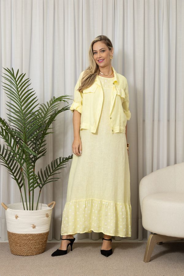 VESTIDO TAMIRES MANTEIGA - Loja Linho Italiano