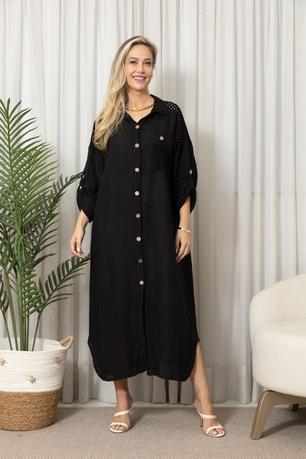 CHEMISE RITA PRETO - Loja Linho Italiano