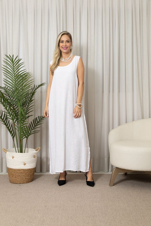 VESTIDO LA LUNA BRANCO - Loja Linho Italiano