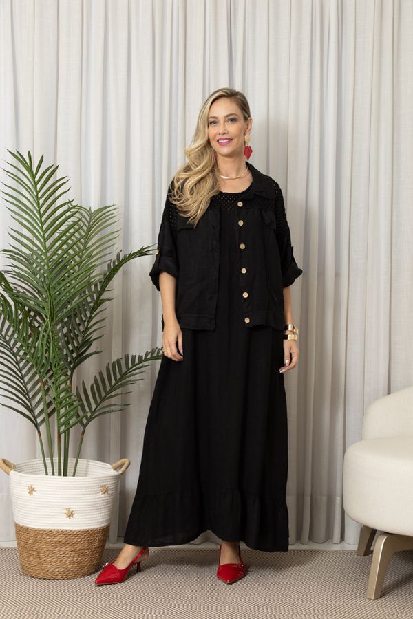 JAQUETA ROSARIA CJ PRETO - Loja Linho Italiano