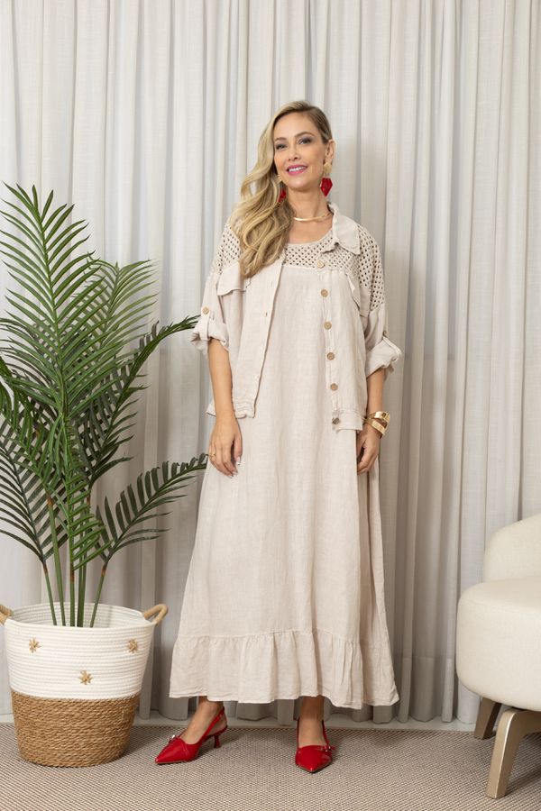 JAQUETA ROSARIA CJ BEGE - Loja Linho Italiano