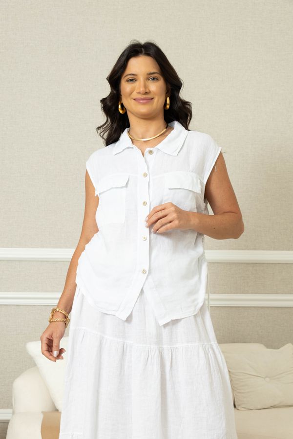 REGATA NIRA CJ BRANCO - Loja Linho Italiano