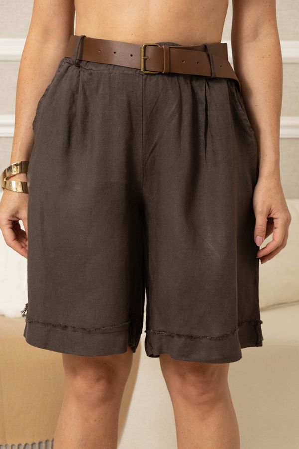 SHORTS MILENA CHOCOLATE - Loja Linho Italiano