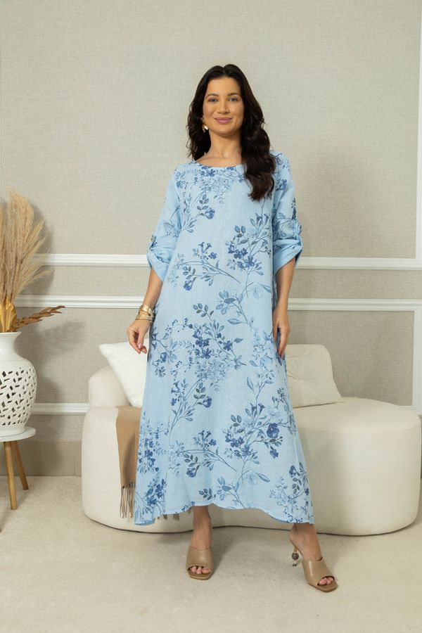 Tunica Kira Linho AZUL BEBE - Loja Linho Italiano