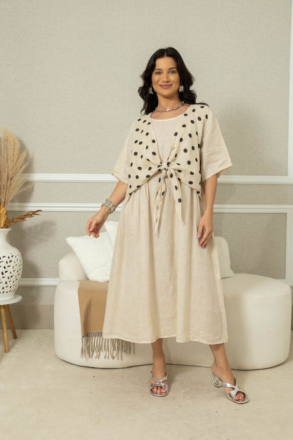 Vestido Charme Linho BEGE - Loja Linho Italiano