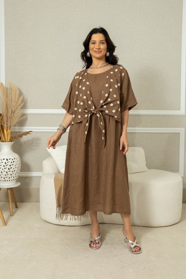 Vestido Charme Linho MARROM - Loja Linho Italiano