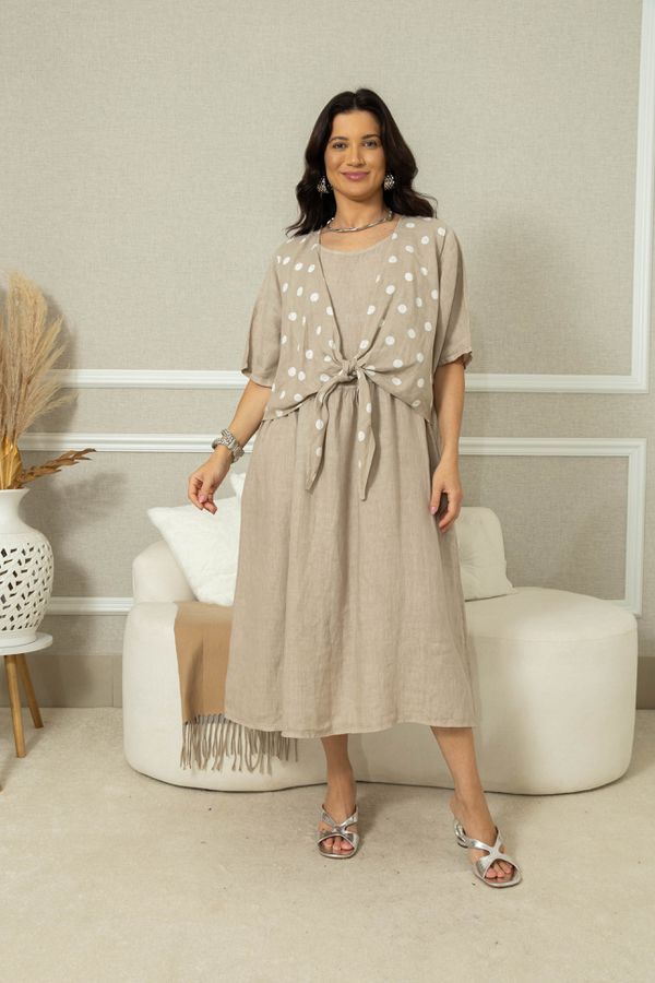 Vestido Charme Linho BEGE ESCURO - Loja Linho Italiano