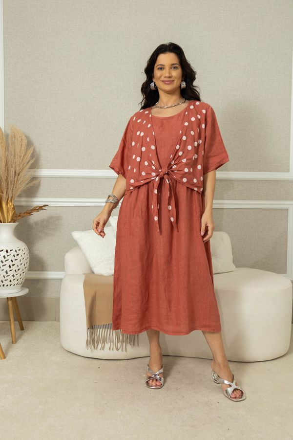 Vestido Charme Linho GOIABA - Loja Linho Italiano