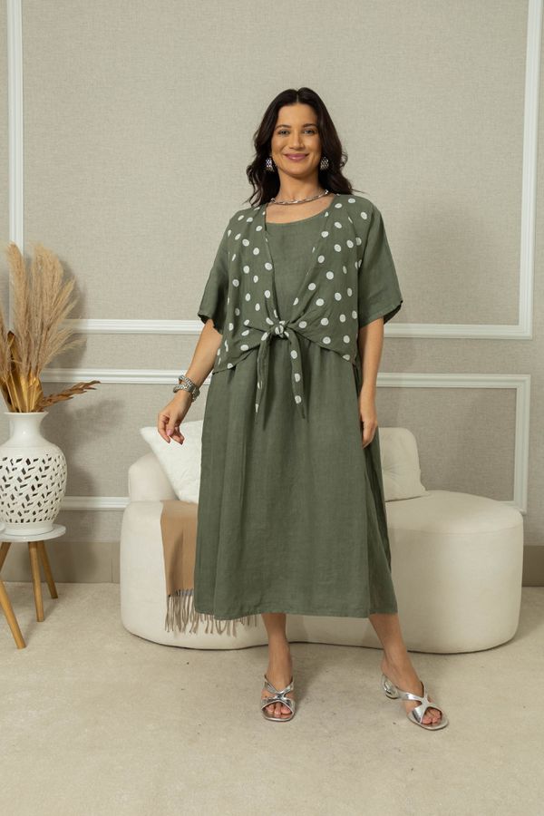 Vestido Charme Linho MILITAR - Loja Linho Italiano