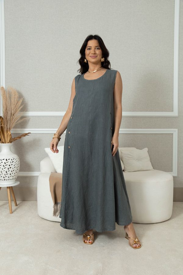 Vestido Leticia Linho CHUMBO - Loja Linho Italiano