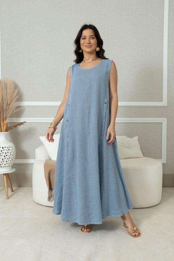 Vestido Leticia Linho AZUL BEBE - Loja Linho Italiano