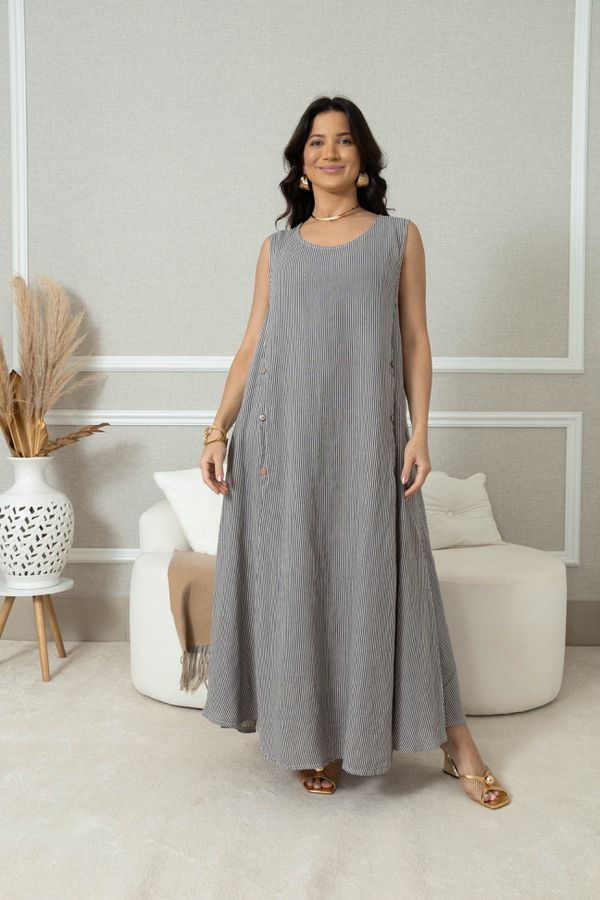 Vestido Leticia Linho BEGE ESCURO - Loja Linho Italiano