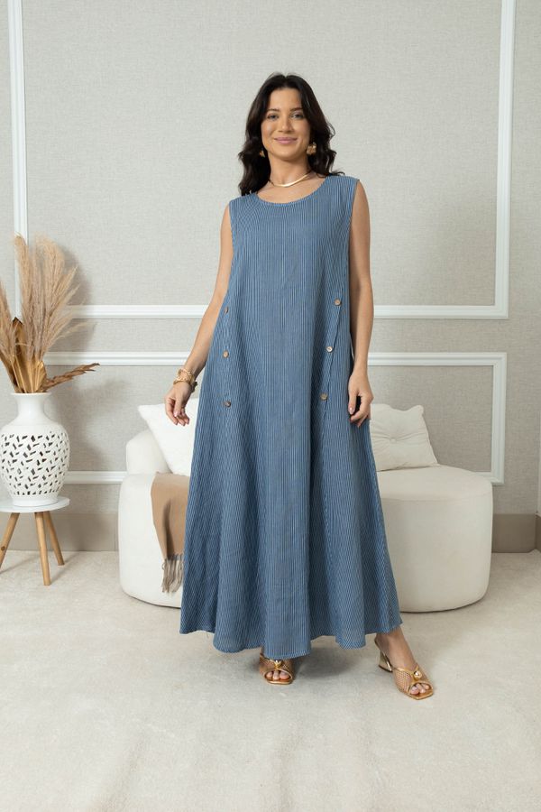 Vestido Leticia Linho JEANS - Loja Linho Italiano