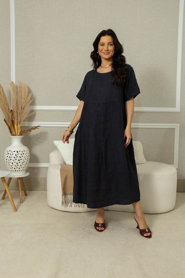 VESTIDO MABEL MARINHO - Loja Linho Italiano