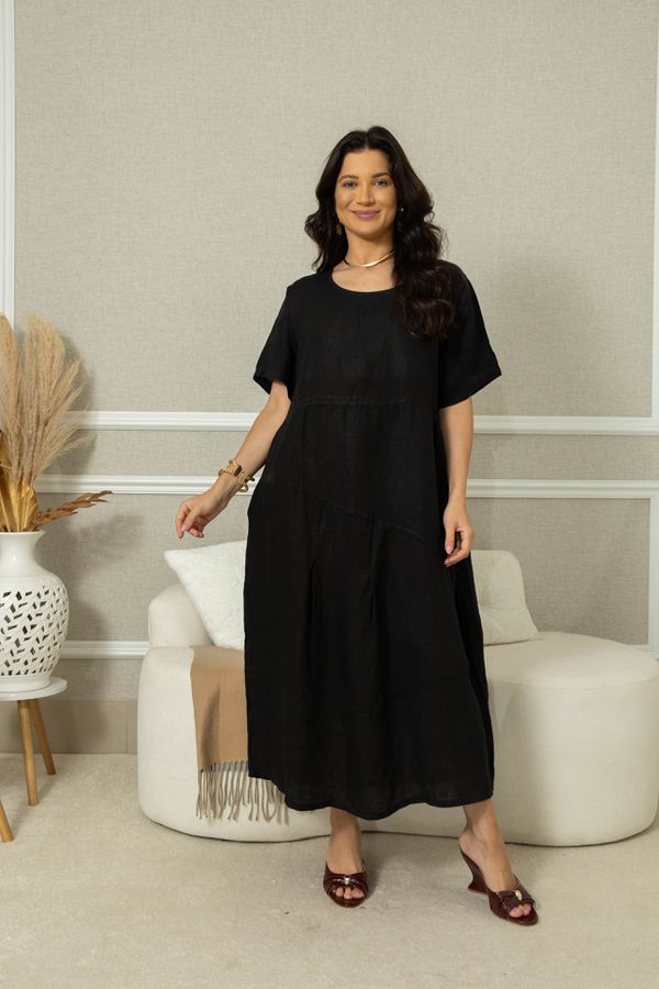 VESTIDO MABEL PRETO - Loja Linho Italiano