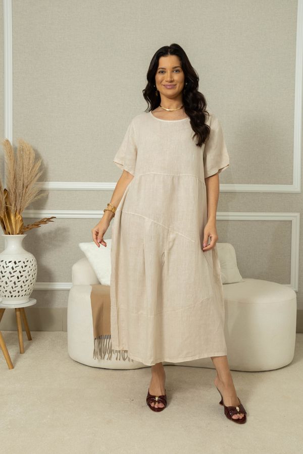 VESTIDO MABEL BEGE - Loja Linho Italiano