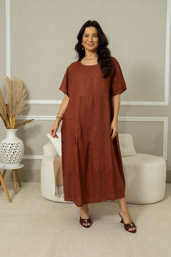 VESTIDO MABEL TELHA - Loja Linho Italiano