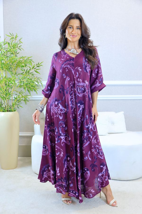VESTIDO FELIPA UVA - Loja Linho Italiano