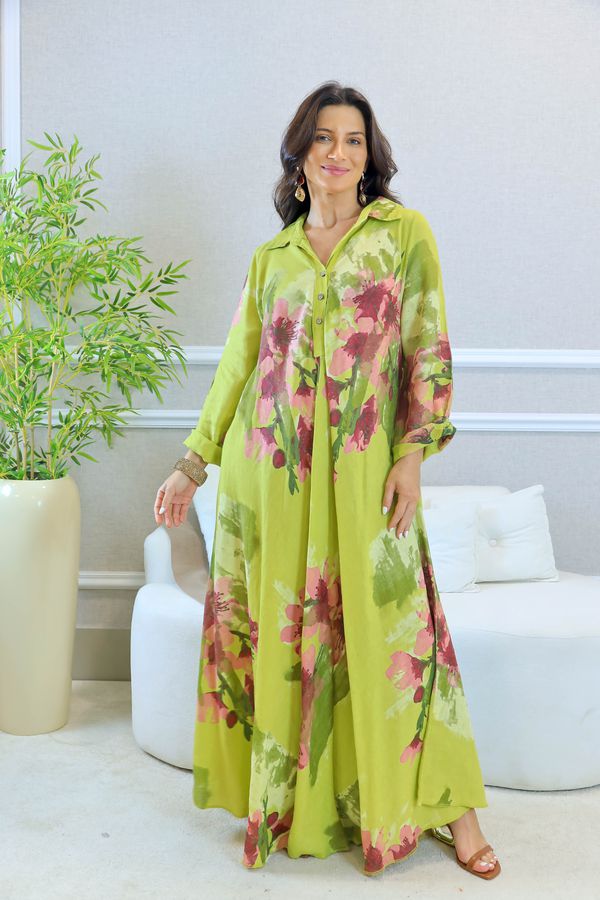 VESTIDO SERENA PISTACHE - Loja Linho Italiano