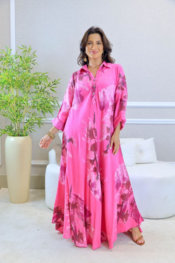 VESTIDO SERENA PINK - Loja Linho Italiano
