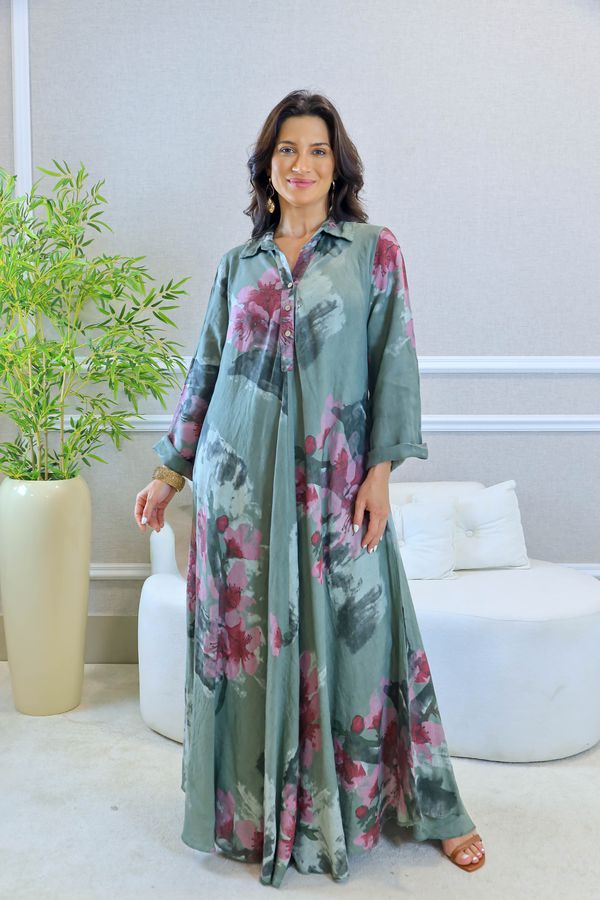 VESTIDO SERENA MILITAR - Loja Linho Italiano