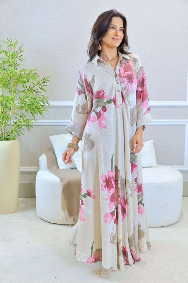 VESTIDO SERENA BEGE - Loja Linho Italiano