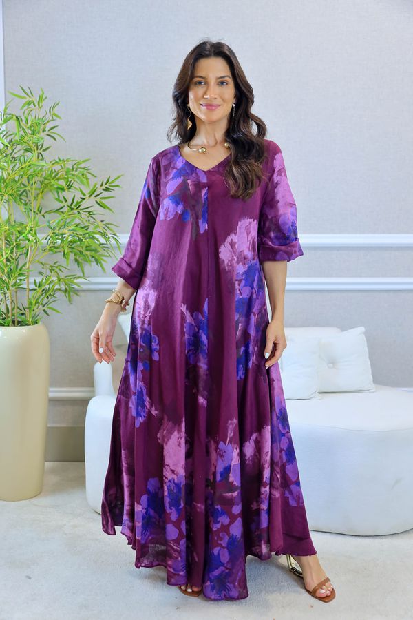 VESTIDO ORIANA UVA - Loja Linho Italiano