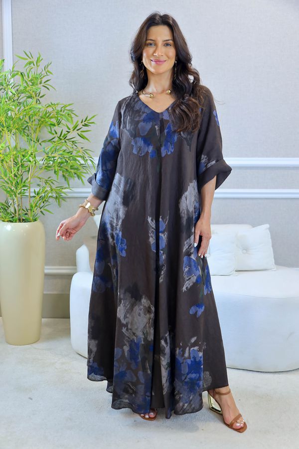 VESTIDO ORIANA MARROM - Loja Linho Italiano