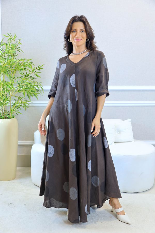 VESTIDO SUELEN MARROM - Loja Linho Italiano