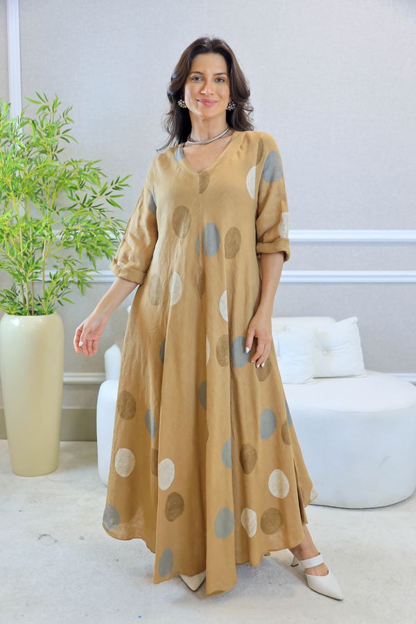 VESTIDO SUELEN CARAMELO - Loja Linho Italiano