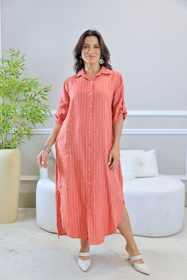 CHEMISE PATRIZIA GOIABA - Loja Linho Italiano