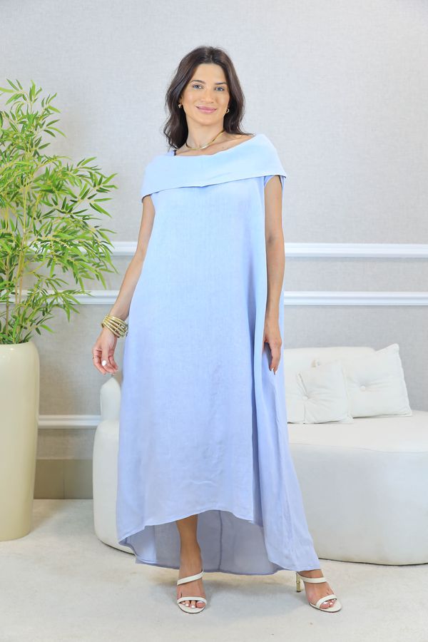 TUNICA ZAYA AZUL BEBE - Loja Linho Italiano