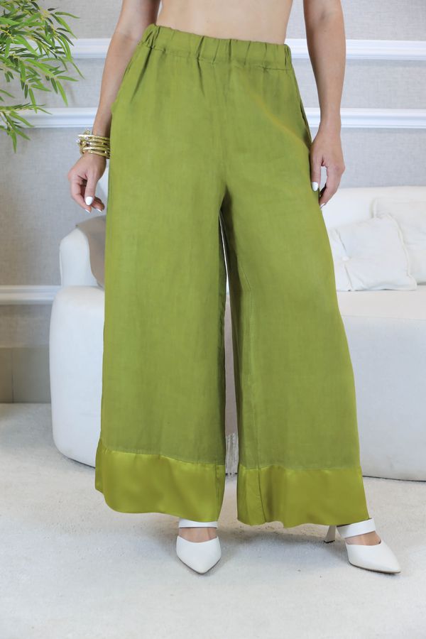 CALÇA PANTALONE RITA PISTACHE - Loja Linho Italiano