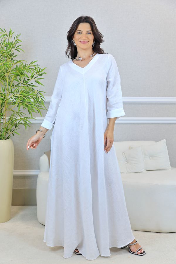 VESTIDO ANYAH BRANCO - Loja Linho Italiano