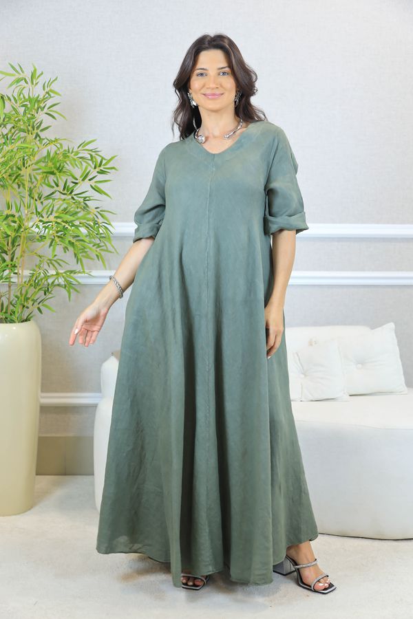VESTIDO ANYAH MILITAR - Loja Linho Italiano