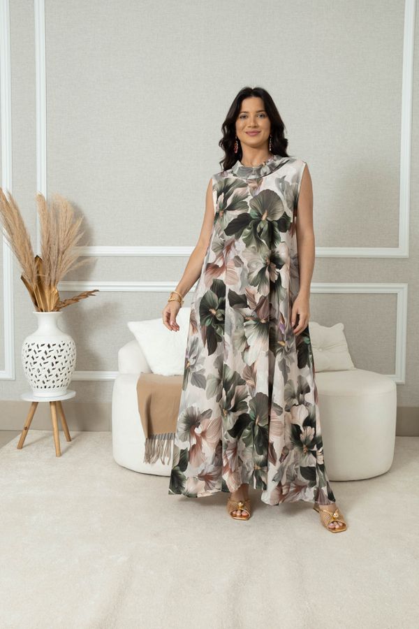 Vestido Amélia Linho MILITAR - Loja Linho Italiano