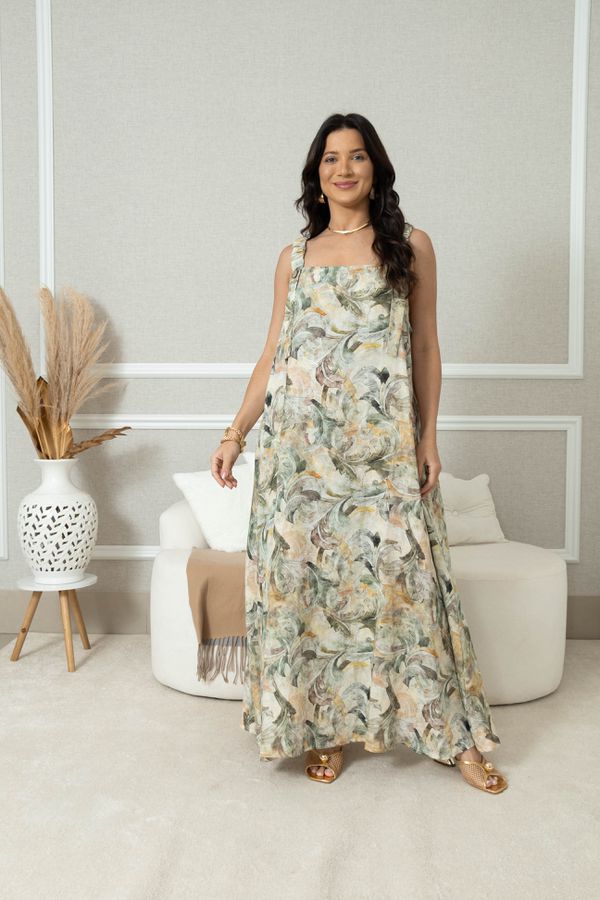 VESTIDO BELA FLOR MILITAR - Loja Linho Italiano