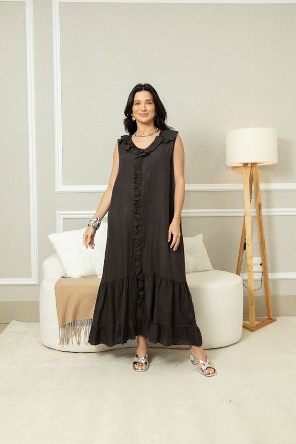 VESTIDO SOLANA CHOCOLATE - Loja Linho Italiano