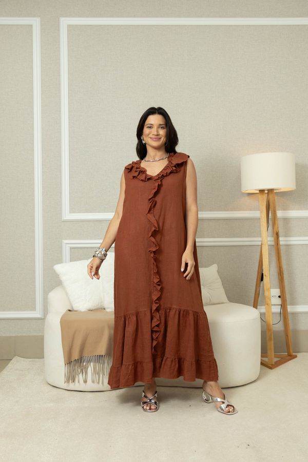 VESTIDO SOLANA TERRA COTA - Loja Linho Italiano