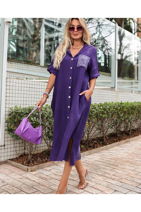 Chemise DIVA Linho Italiano Violeta - Loja Linho Italiano