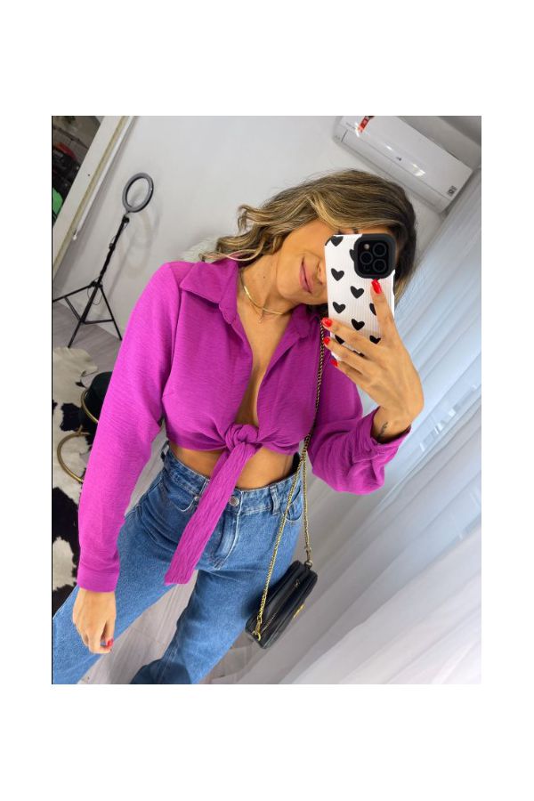 Buy Missguided Lilac Satin Wrap Front Cropped Shirt online