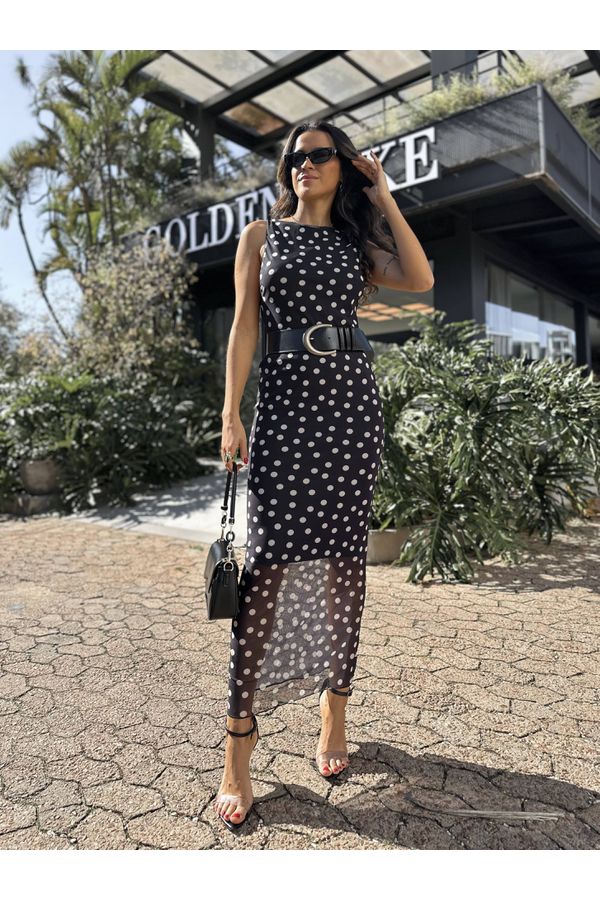 Vestido Midi em Tule Poa Rose