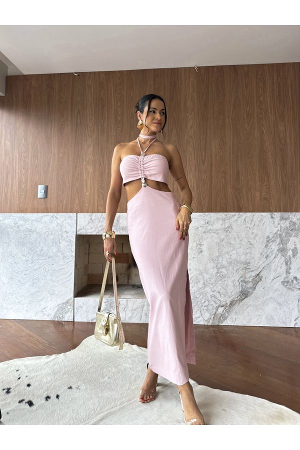 Vestido Midi Rosa Sancho