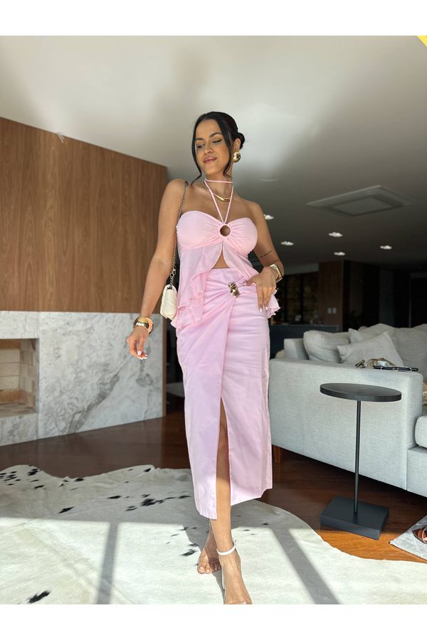 Saia Midi Rosa Melly