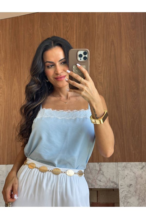 Blusa Acetinada Azul Cida