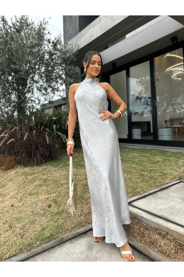 Vestido Alongado Prata Gisa