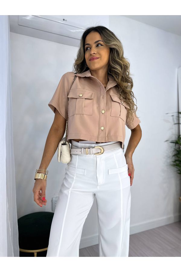 Camisa Cropped Blush Nude