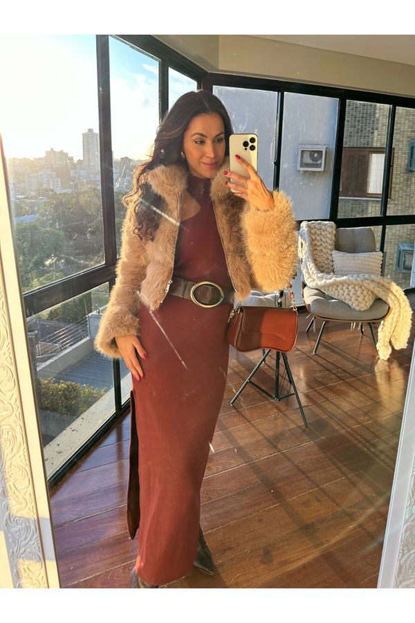 Vestido Midi Marrom Charlotte