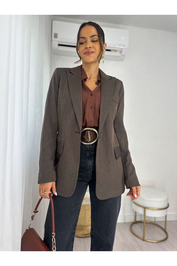 Blazer Alfaiataria Marrom Dina