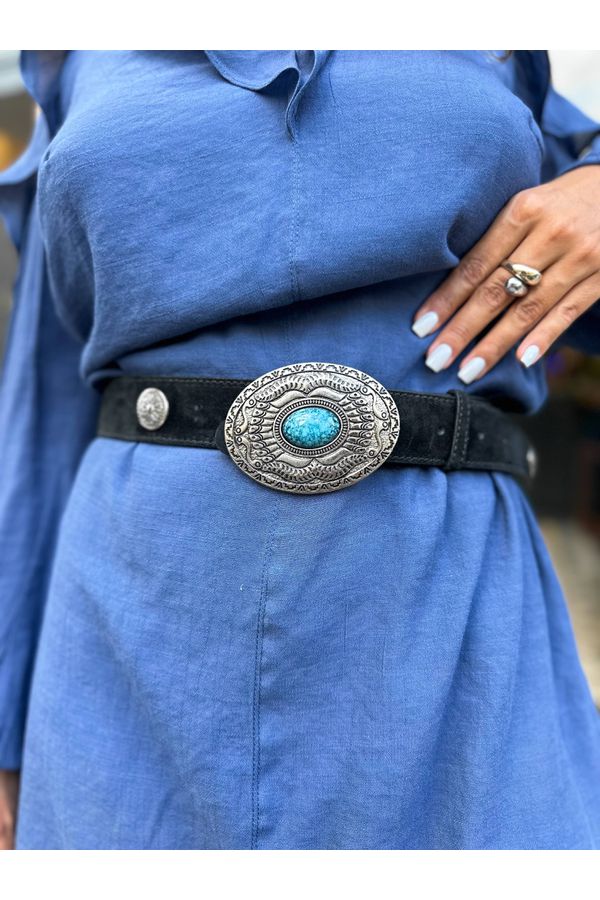Cinto Boho Couro Preto Hoky